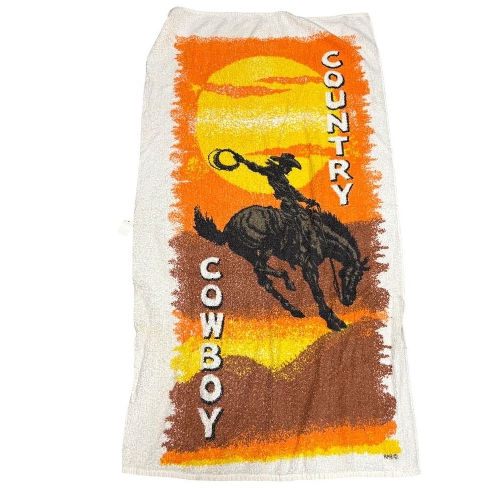 Vintage Country Cowboy Horse‎ Graphic Beach Bath Pool Towel Western RA Briggs
